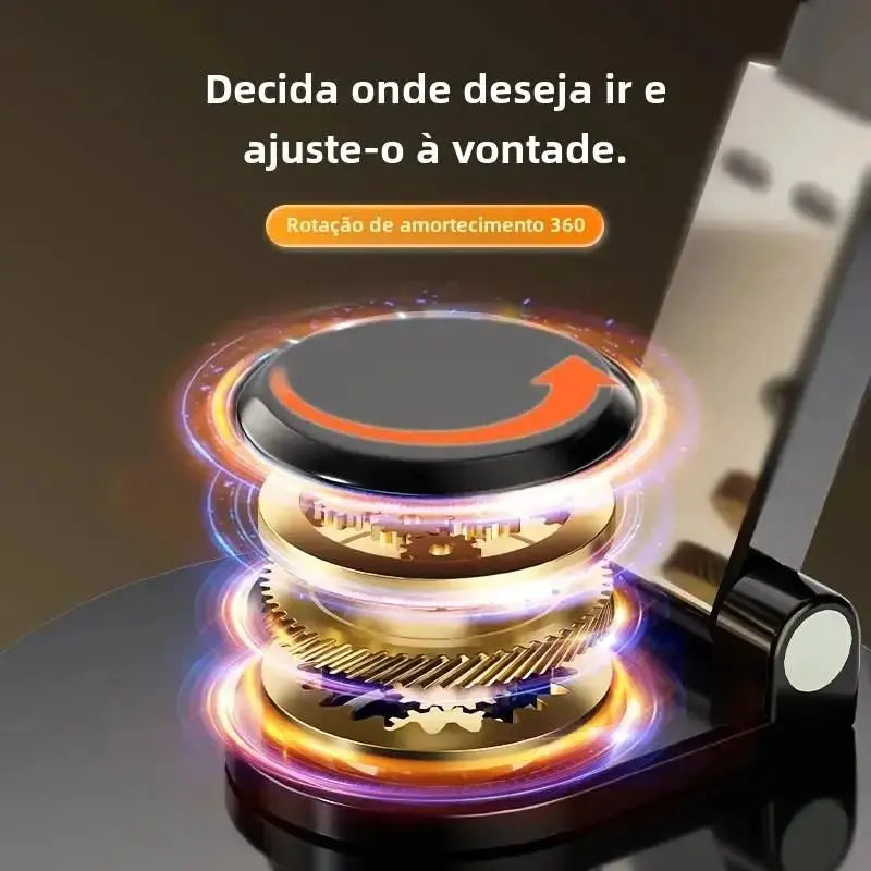 Suporte para Celular e Tablet - Dobrável, Giratório 360° e de Metal Cinza - Supmetal