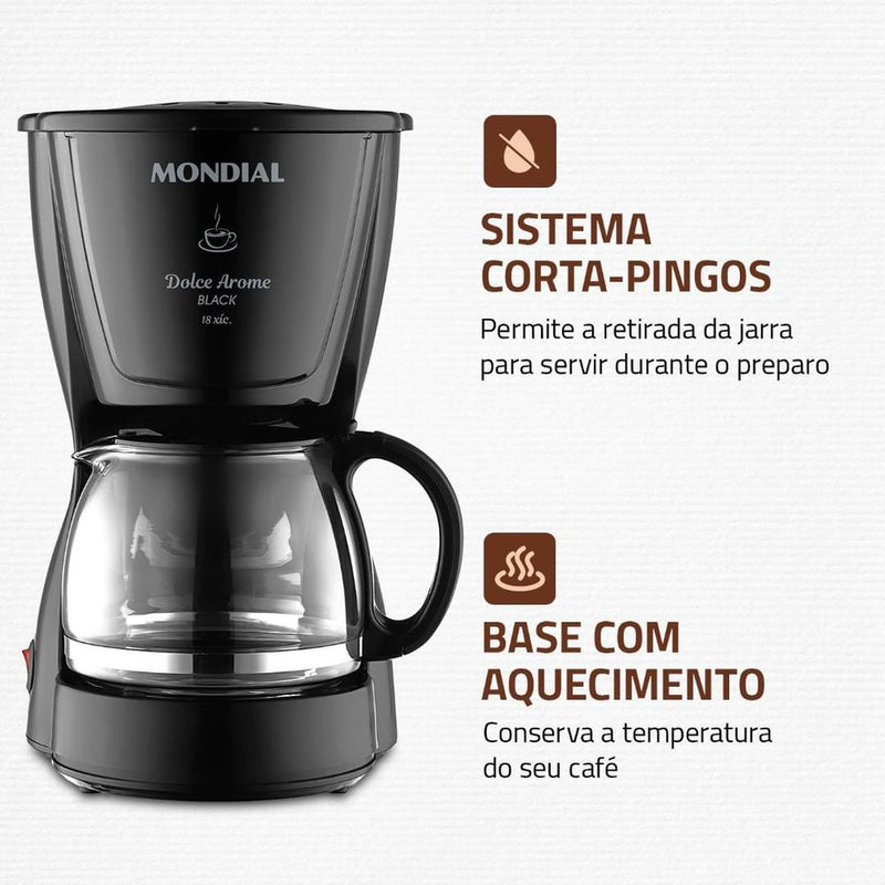 Cafeteira Elétrica Mondial Dolce Arome Black C-30-18x-fb - 220v