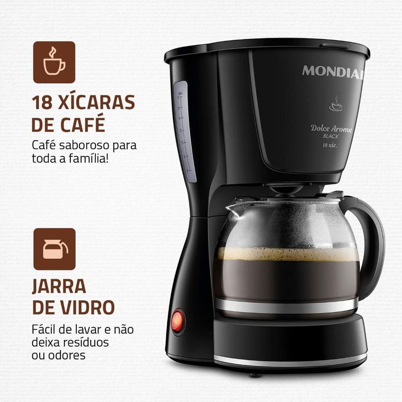 Cafeteira Elétrica Mondial Dolce Arome Black C-30-18x-fb - 220v