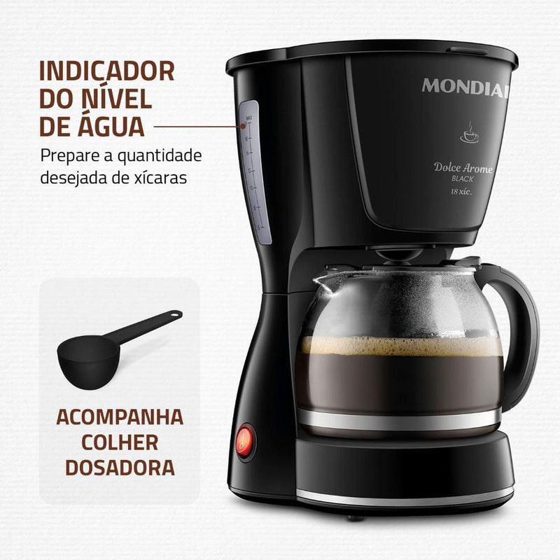 Cafeteira Elétrica Mondial Dolce Arome Black C-30-18x-fb - 220v