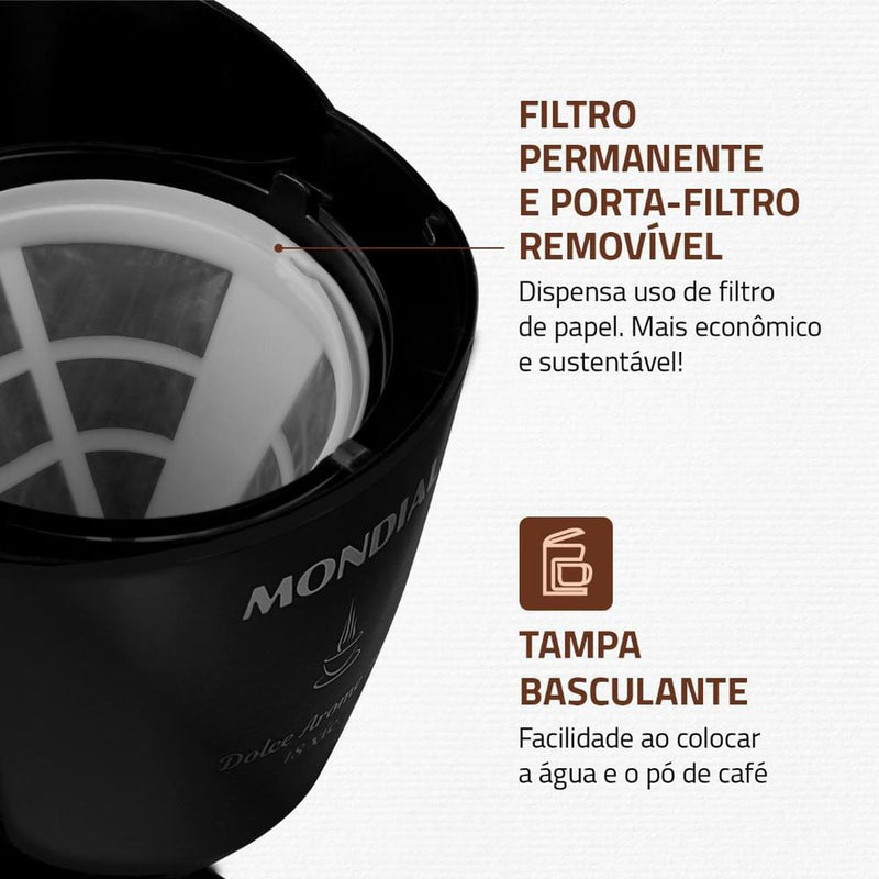 Cafeteira Elétrica Mondial Dolce Arome Black C-30-18x-fb - 220v